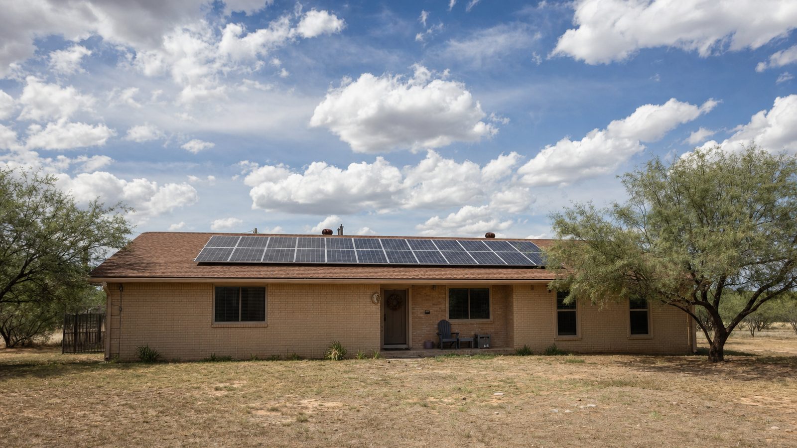 Rooftop solar array on a single family home in Abilene, Texas