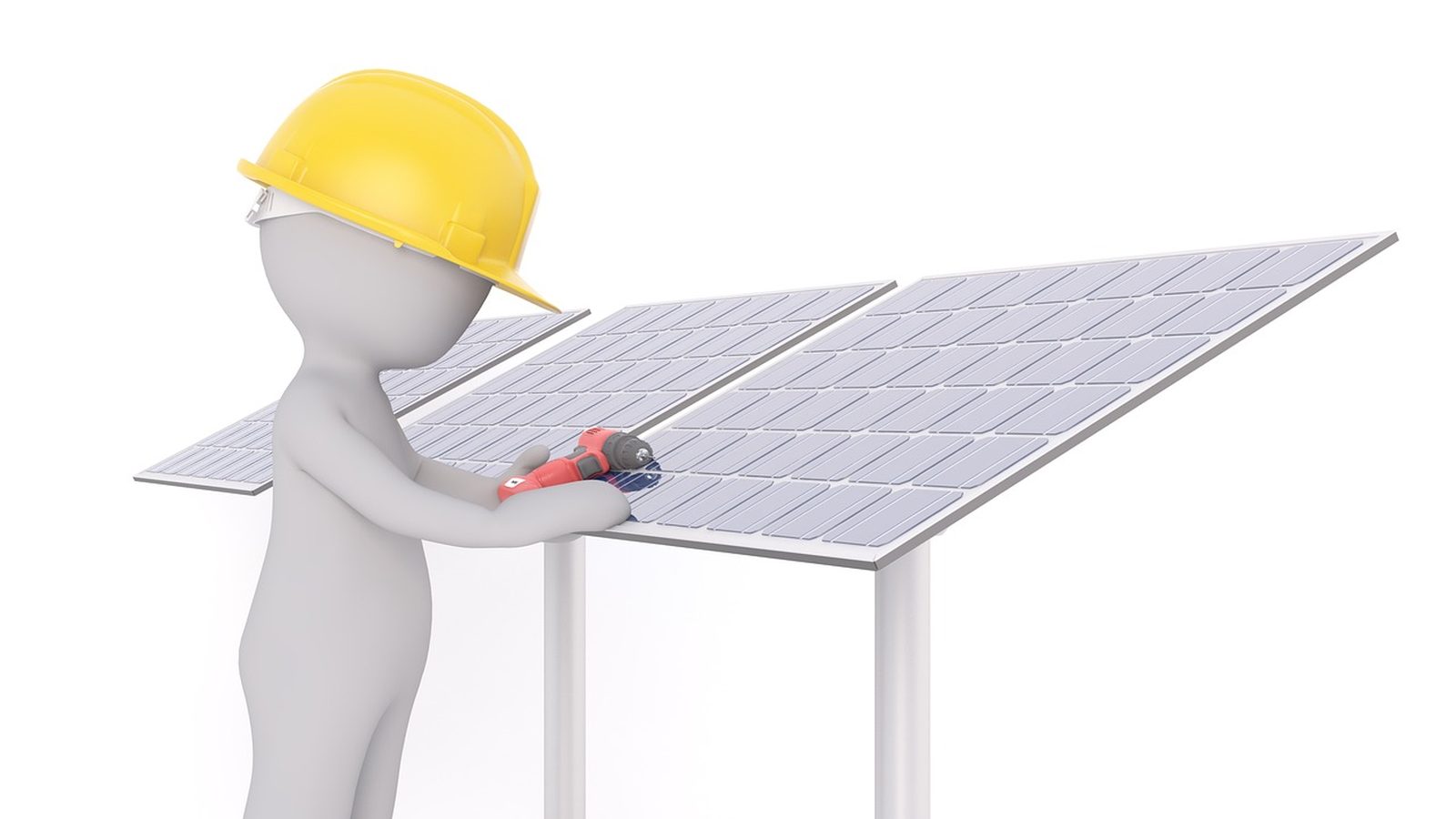 Miniature workers installing a residential solar panel