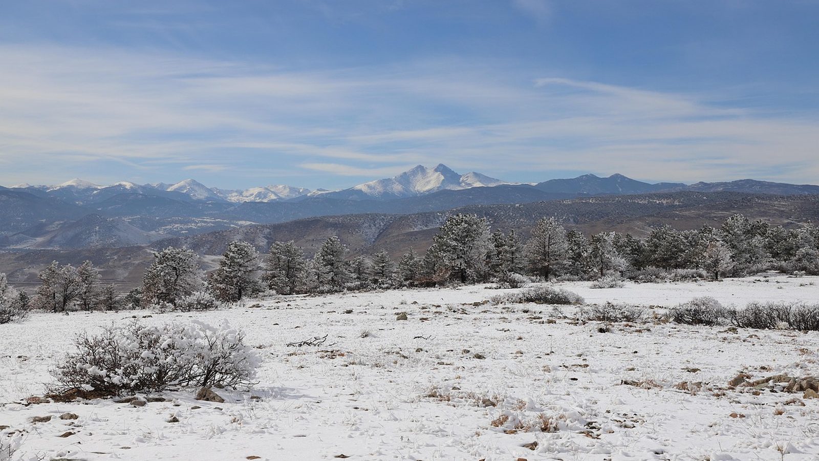 Snow dusted foothills trail near Fort Collins, Colorado