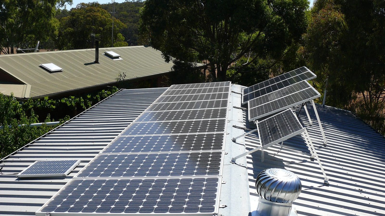 Rooftop solar panels on a single family home