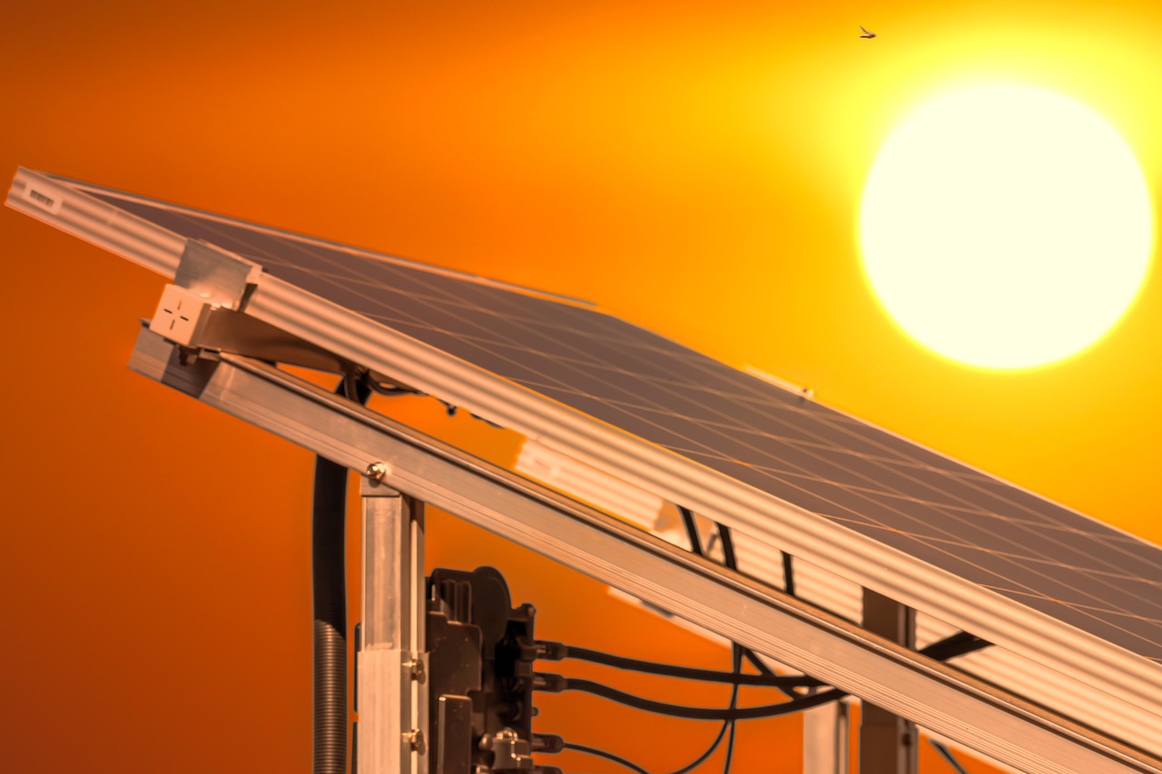 Photovoltaic panels against the sky