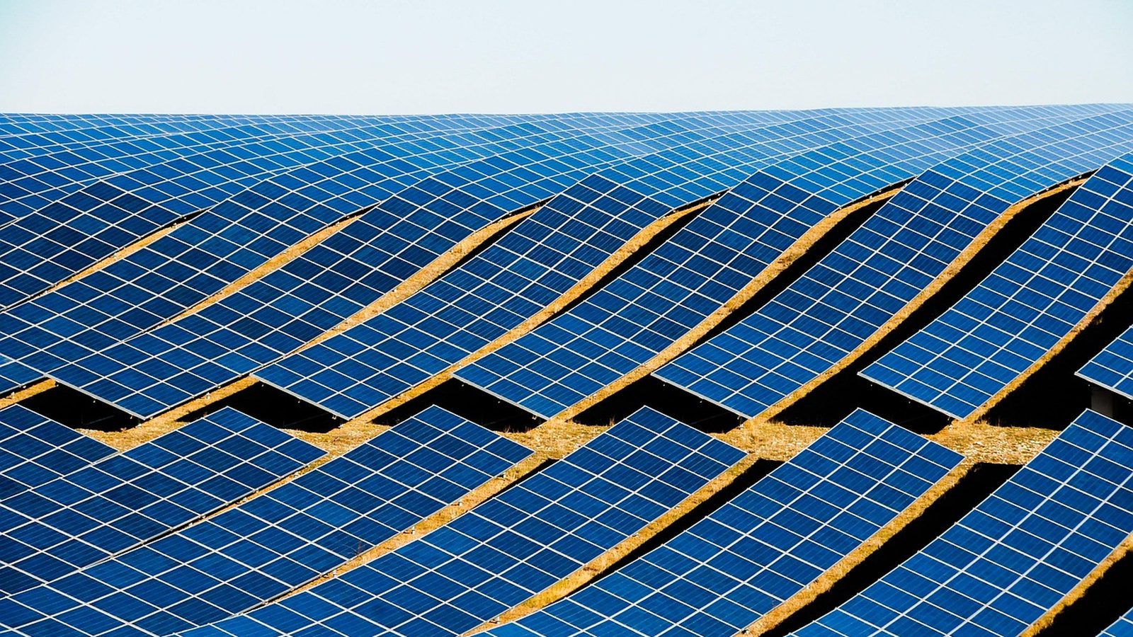 Solar panels in strong inland valley sunlight