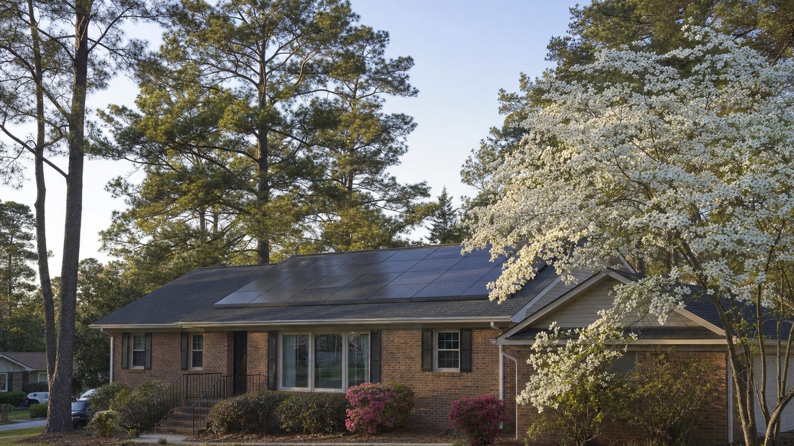 Rooftops and tree lined streets of High Point, North Carolina