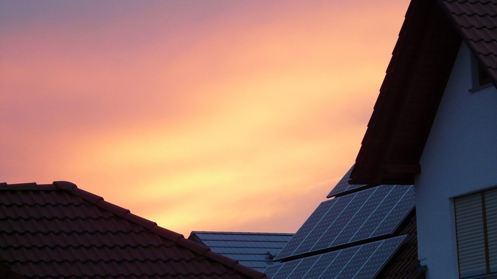 Rooftop solar panels on a house roof