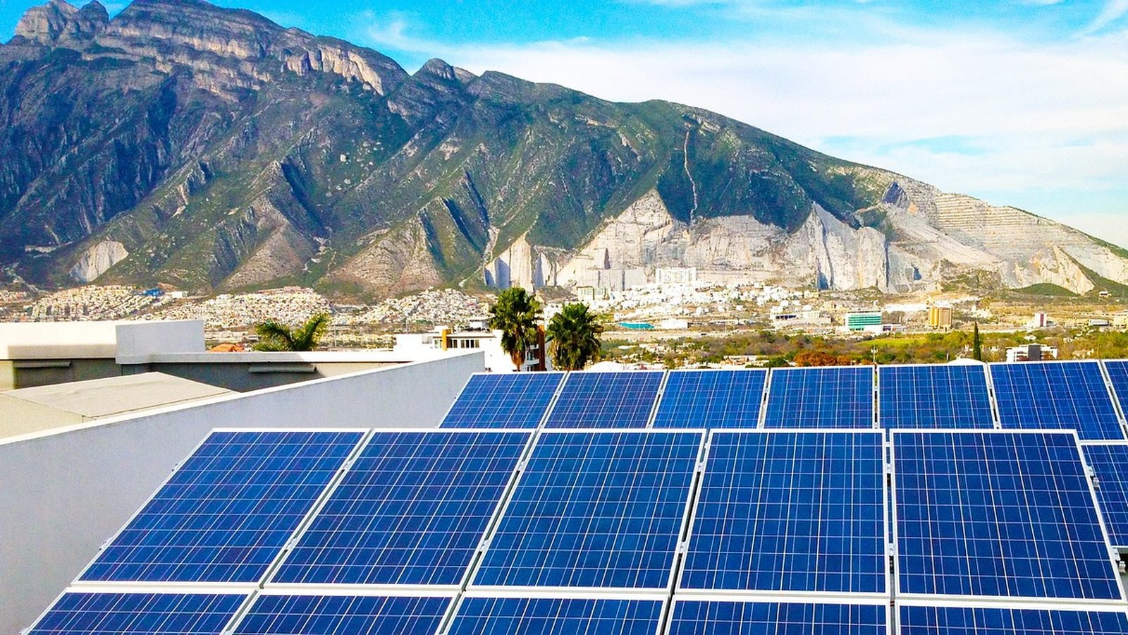 Rooftop solar panels on a single family home