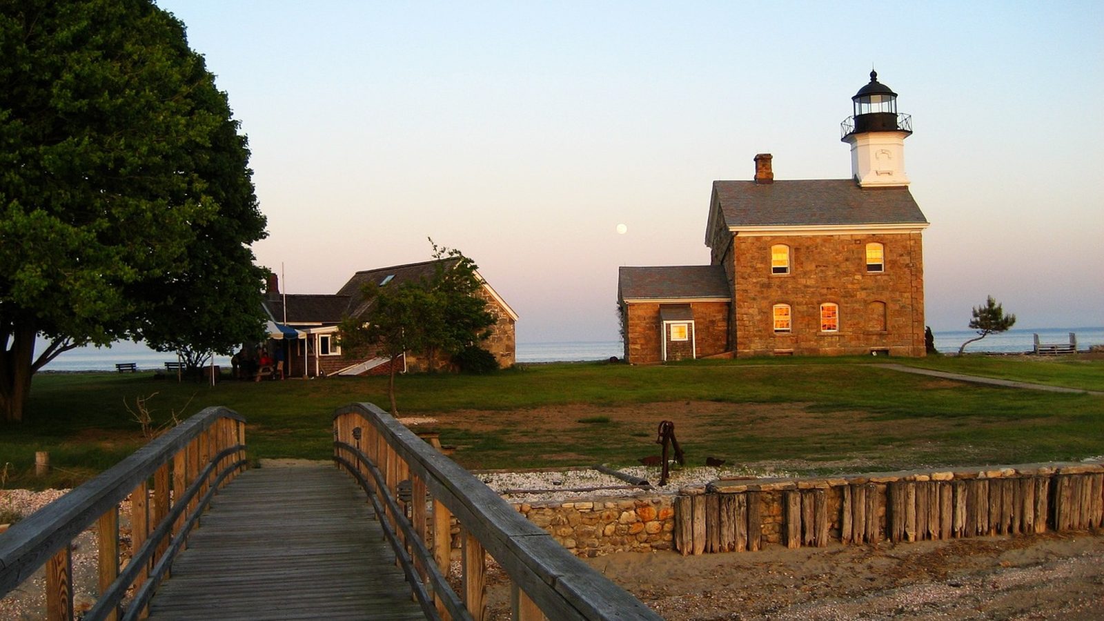 Sheffield Island lighthouse and beach on Long Island Sound near Norwalk, Connecticut