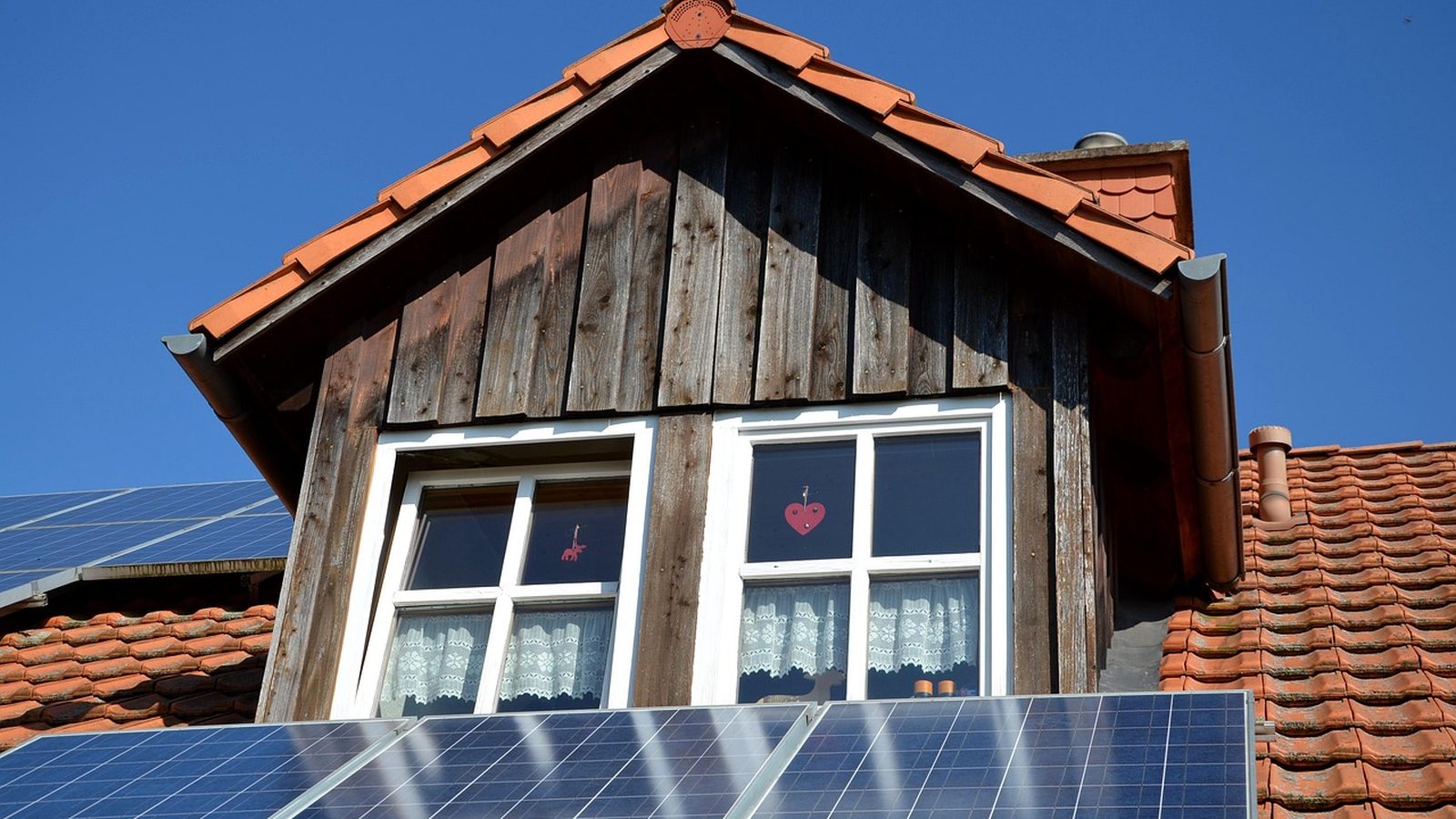 Rooftop solar panels on a single family home