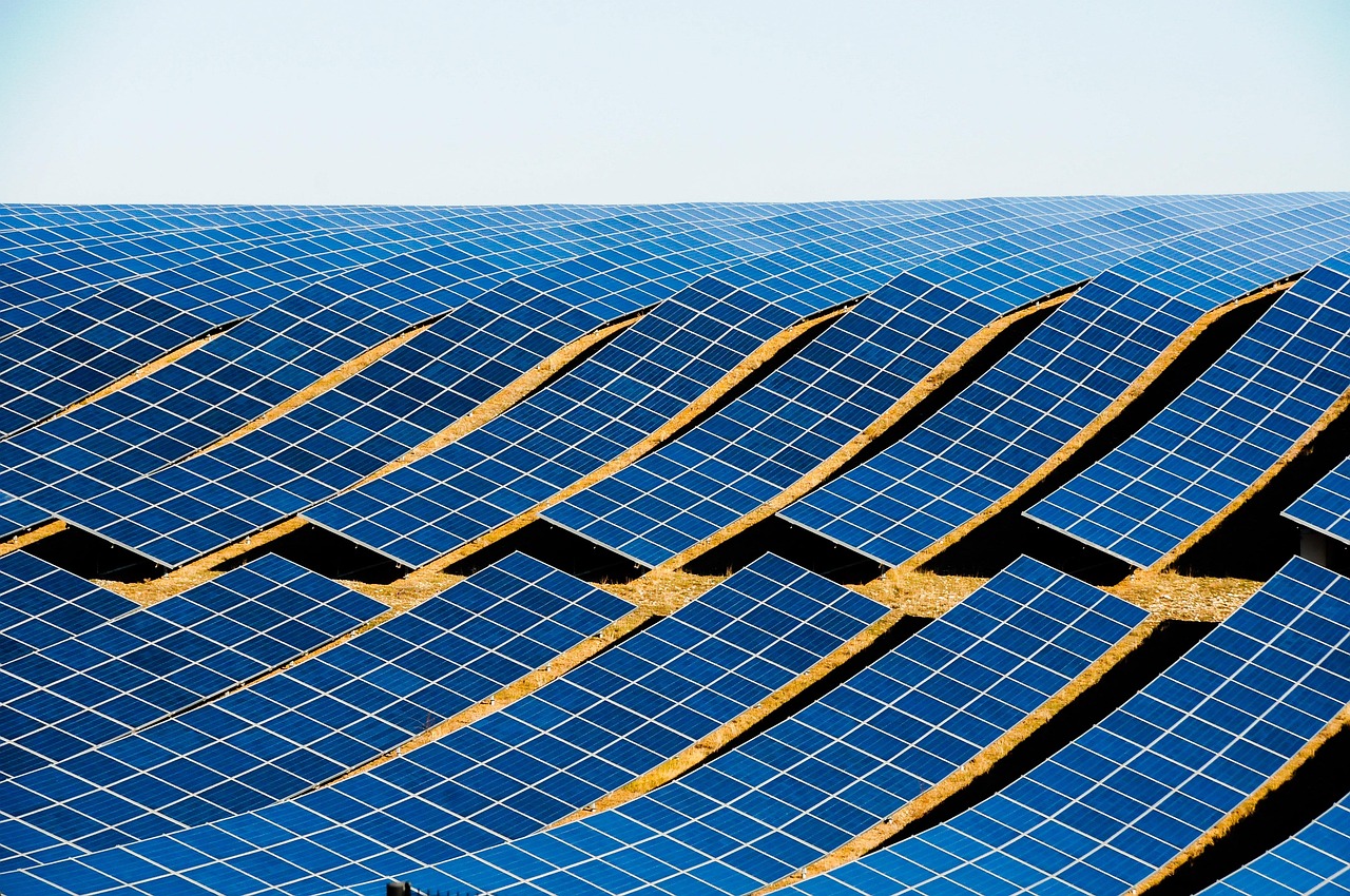 Solar panels producing electricity