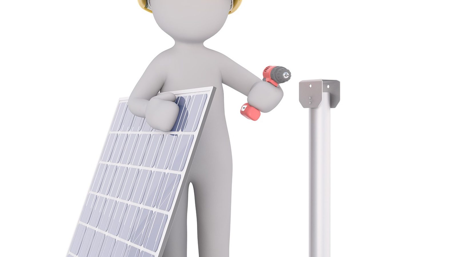 Model figures assembling a rooftop solar panel mount
