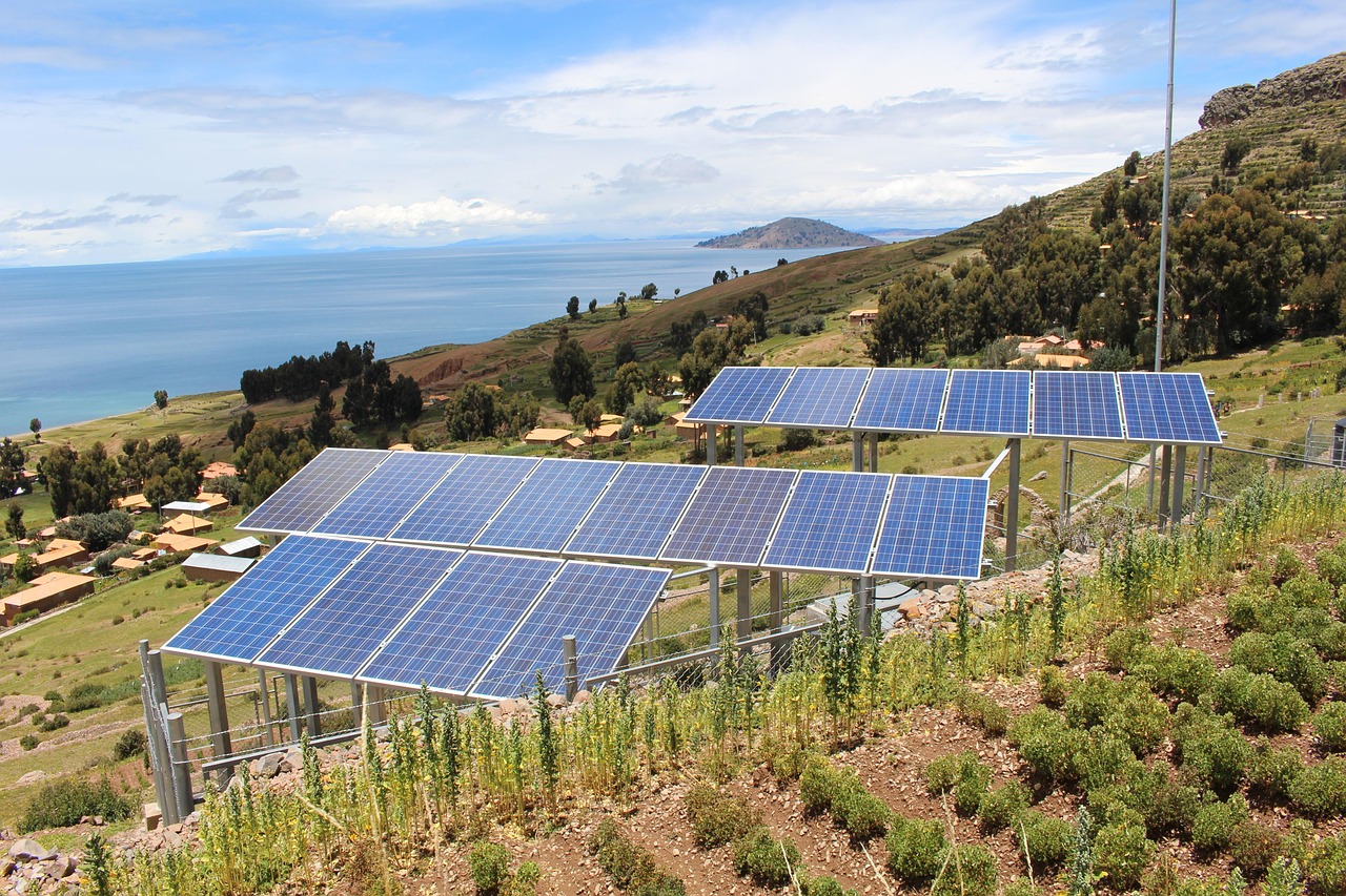 Solar panels in bright California light