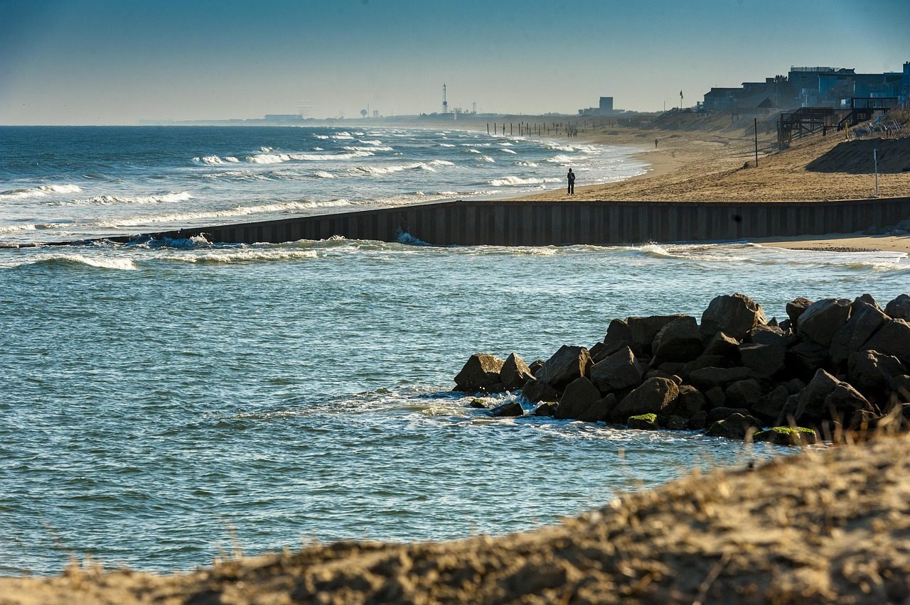 Virginia Beach ocean shoreline under an open sky
