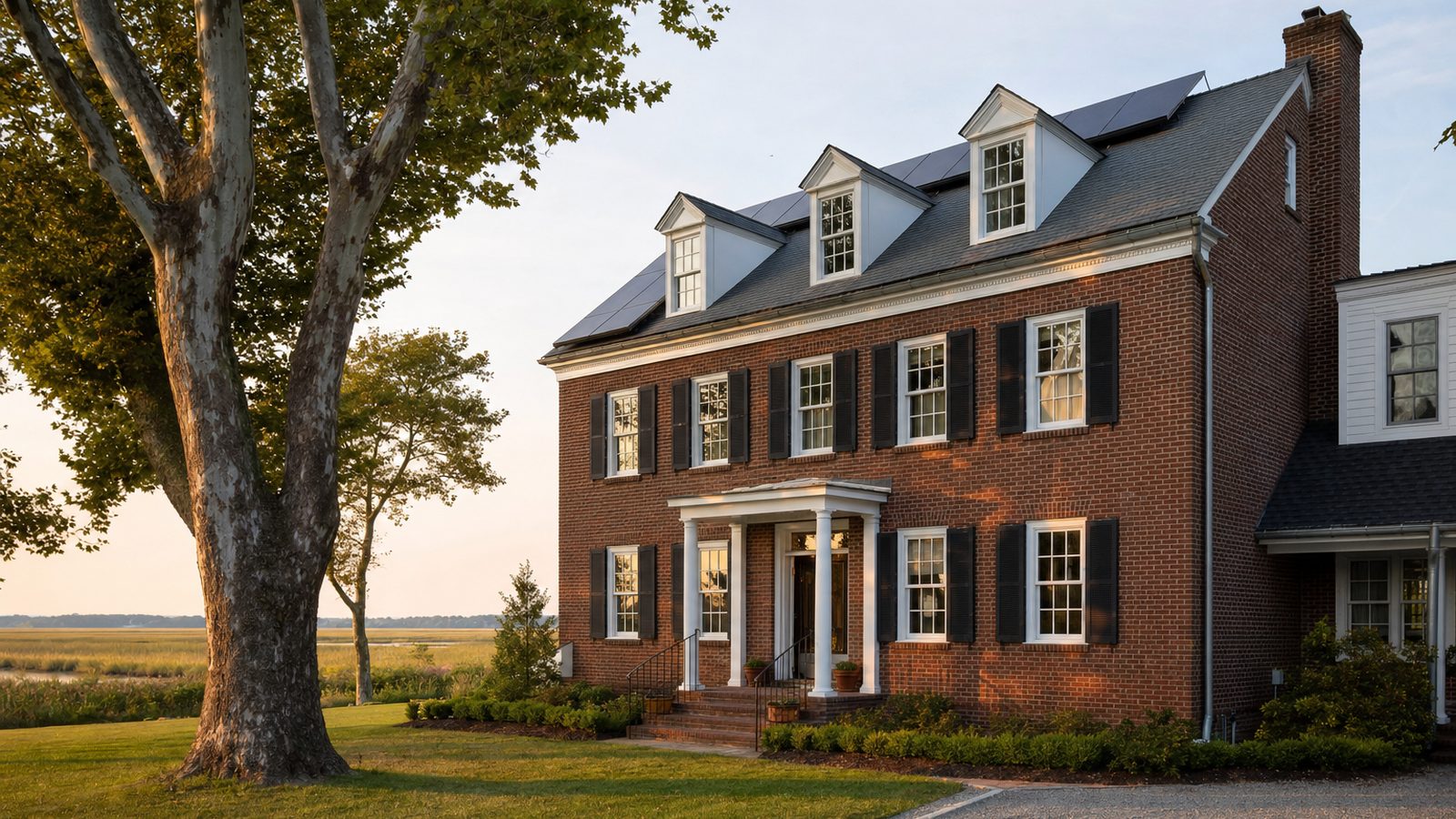 Delaware home with rooftop solar panels