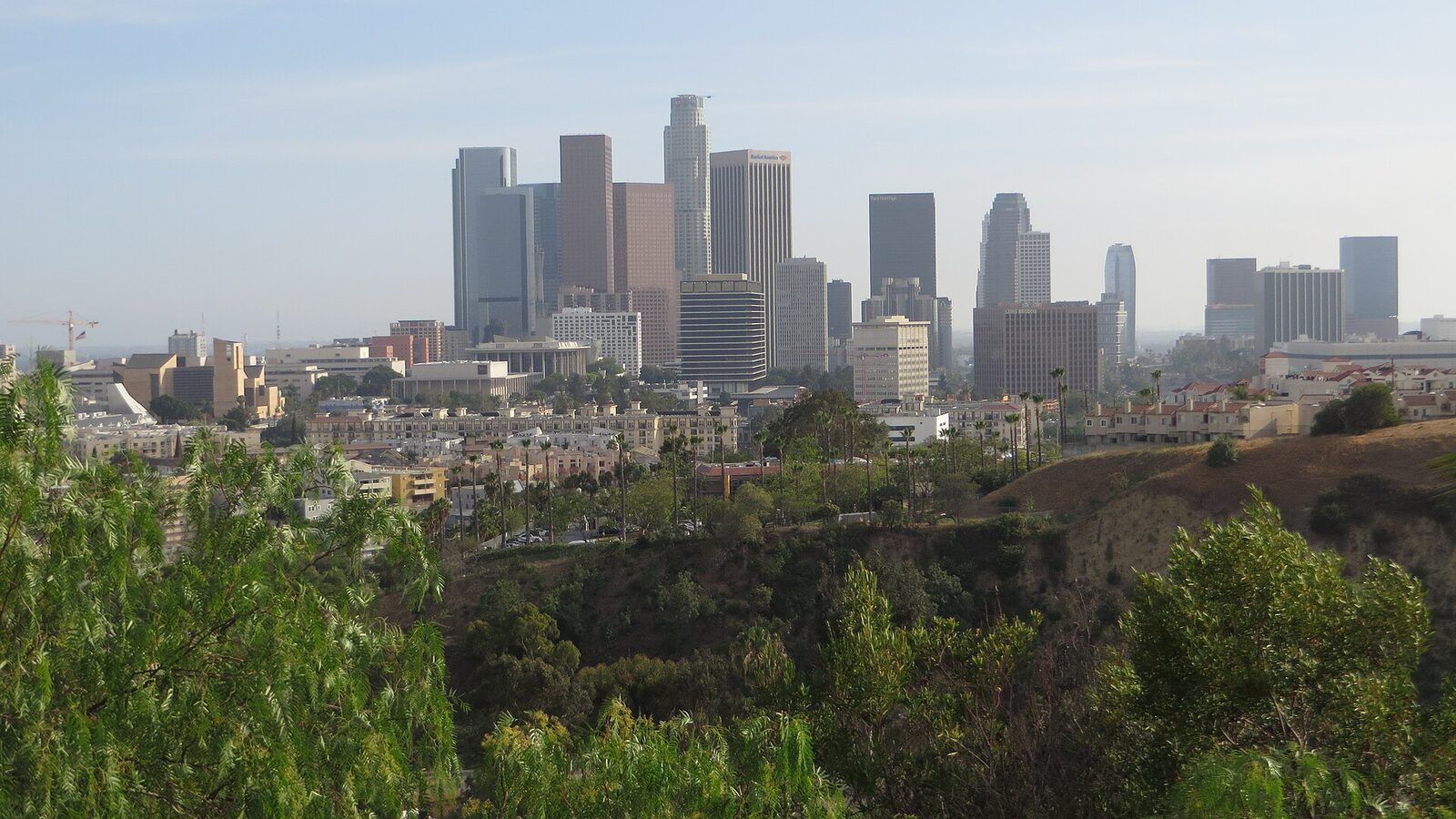 Downtown Los Angeles skyline seen from Dodger Stadium